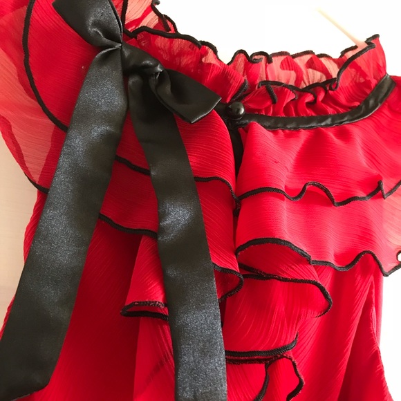Red Ruffle Blouse - Picture 3 of 3